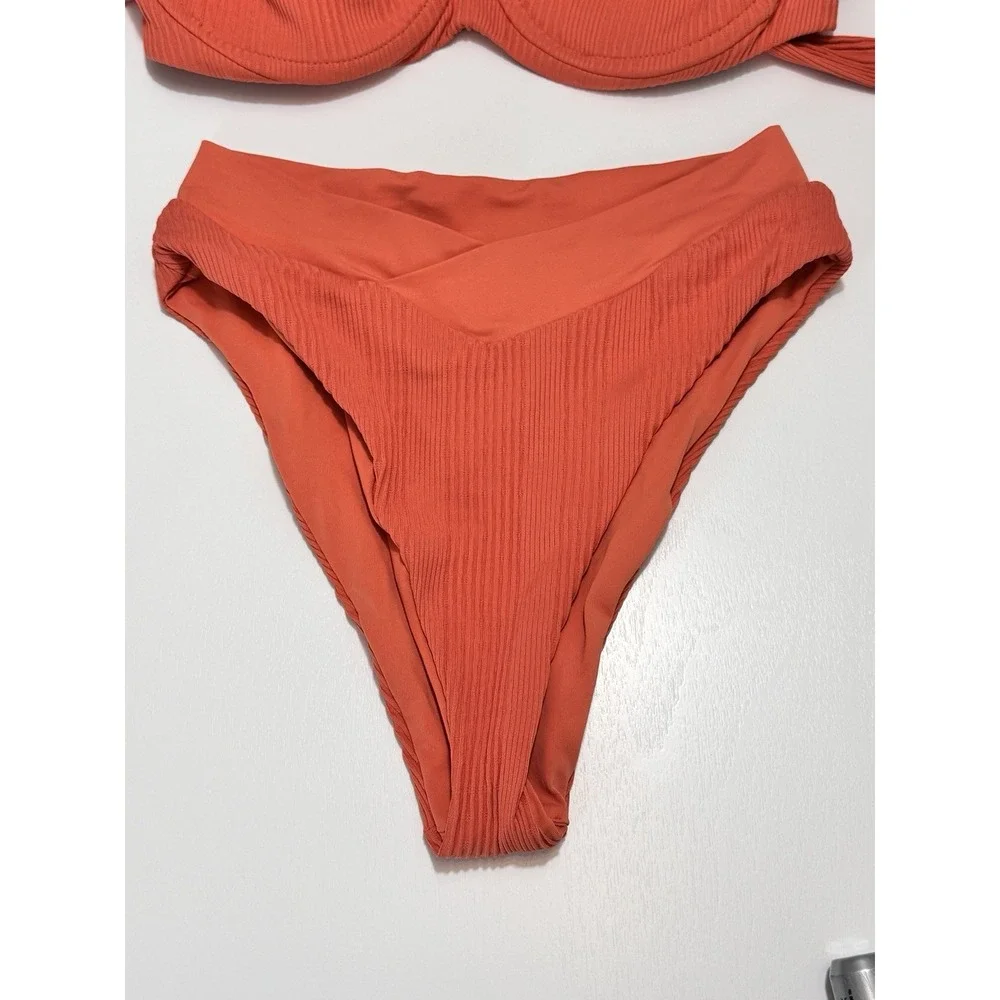 L*Space Nikita Underwire Top Small Bitsy Cut French High Bottom XS Bikini Orange